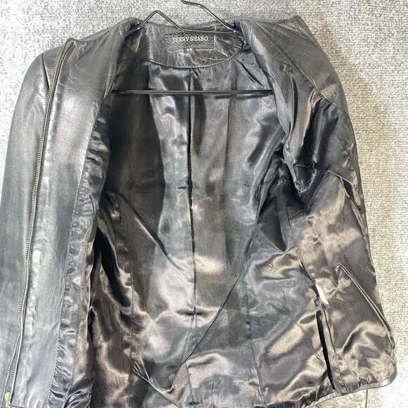 JERRY SHABO Black Soft Leather Jacket Minimalist XS Zip Front Fitted Luxury - Picture 9 of 12
